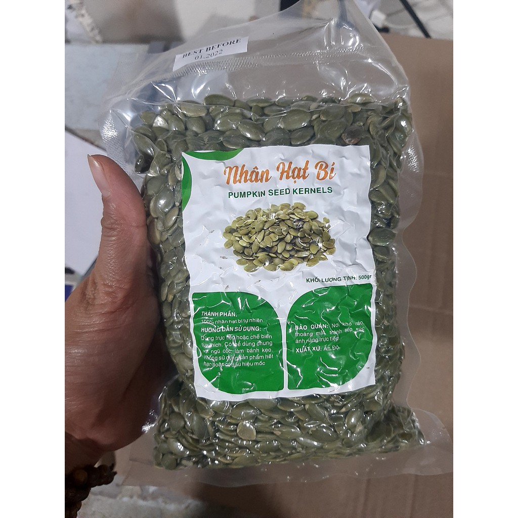 Nhân Hạt Bí Xanh Sống Ấn Độ 500g