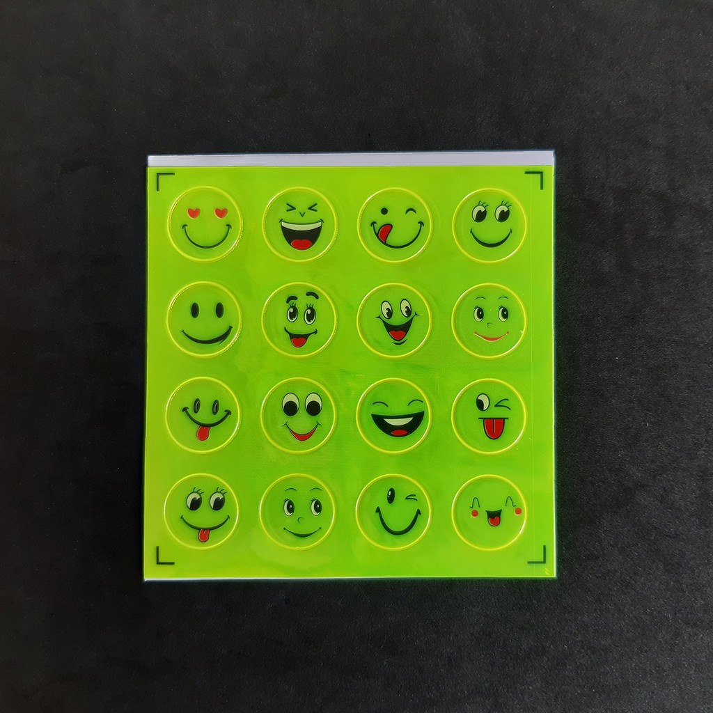 Tấm Sticker dán phản quang 16 hình mặt cười