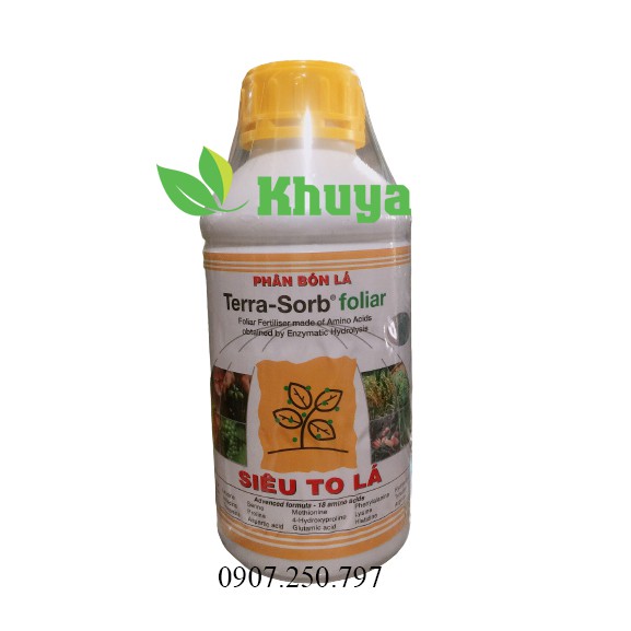 Phân bón lá đạm sinh học Growmore Terra Sorb Foliar Siêu To Lá chai 1 lít