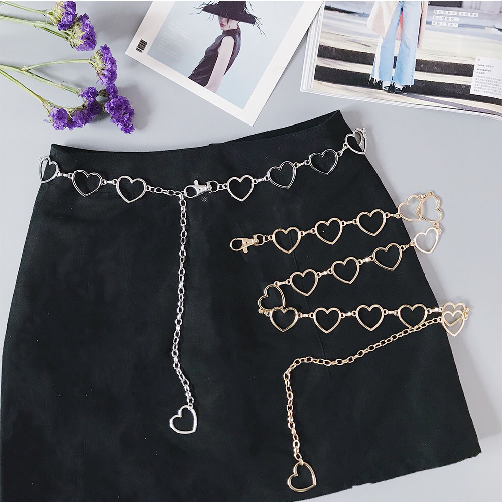 Chuỗi xích gắn thắt lưng bằng kim loại thiết kế hình trái tim thời trang quyến rũ cho nữ SOMEDAYZL