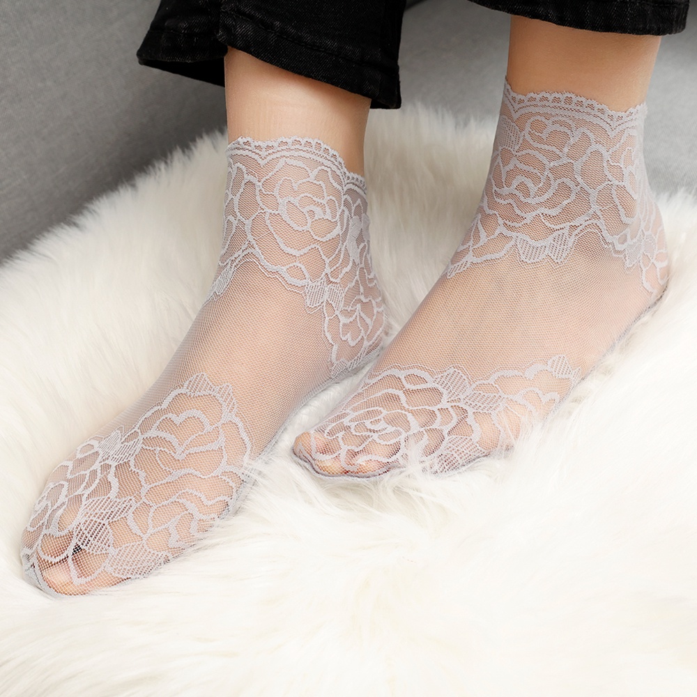 1 Đôi Vớ Ren Lưới Cotton Thoáng Khí Chống Trượt Siêu Mỏng Phong Cách Hàn Quốc Cho Nữ