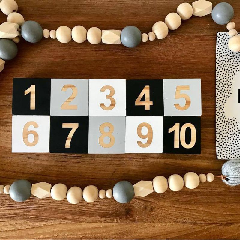 Đồ Chơi Khối Lập Phương Số 1-10 Làm Bằng Thủ Công Màu Trơn Trang Trí Nhà Cửa