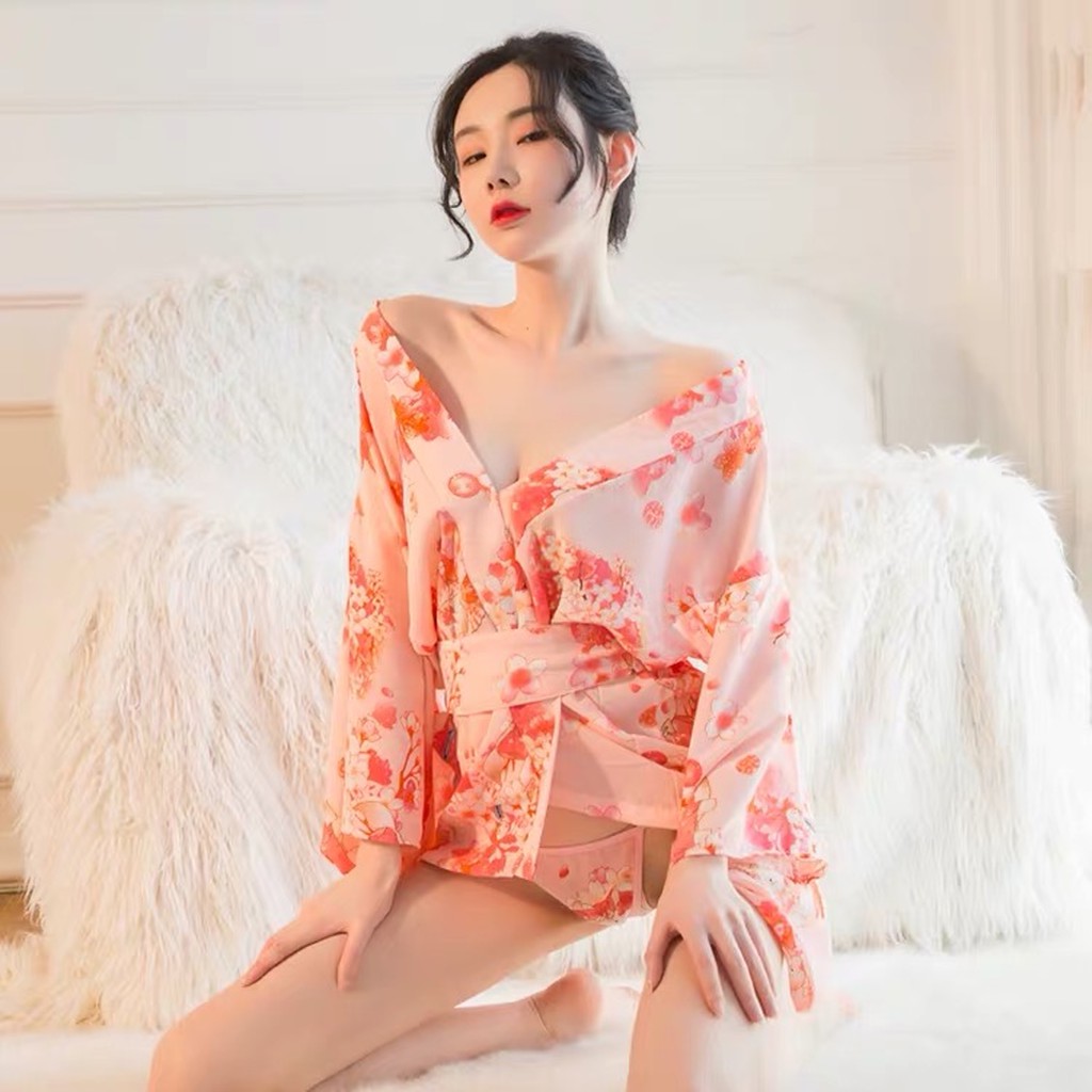 Đồ ngủ sexy công chua hoa anh đào kimono gợi cảm quyến rũ