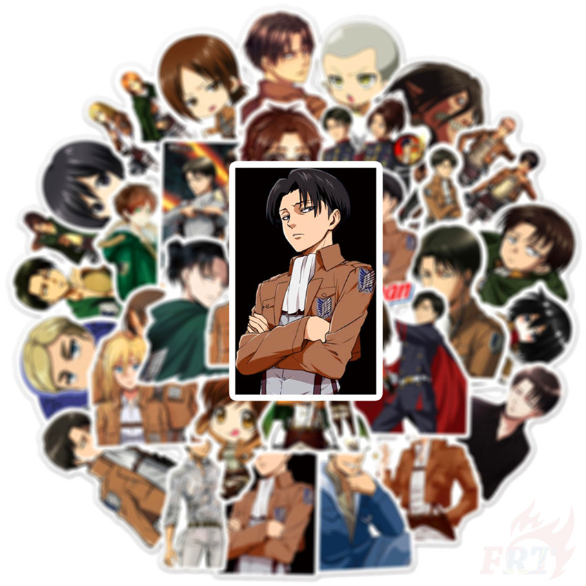 Bộ 50 miếng dán trang trí DIY họa tiết Eren Mikasa Ackerman Armin Arlert Levi anime Attack On Titan 01 chống thấm nước