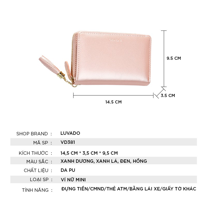 Ví nữ cầm tay mini TAOMICMIC ngắn nhỏ gọn bỏ túi nhiều ngăn thời trang cao cấp LUVADO VD381 | BigBuy360 - bigbuy360.vn