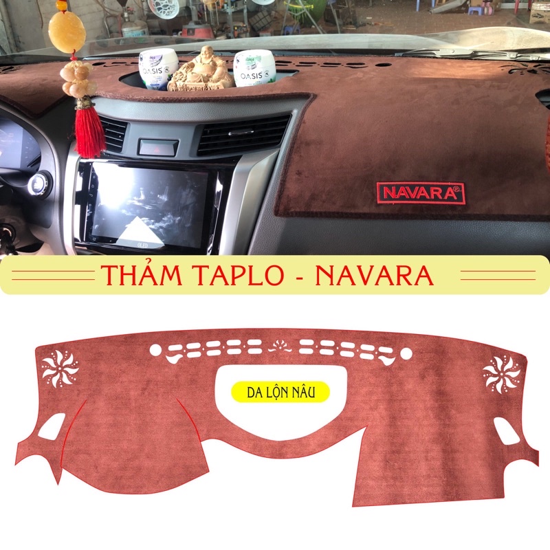 [Nissan-Navara 2015 đến 2021] Thảm taplo loại da vân gỗ,da cacbon,da nỉ đen và nhung lông cừu dày 3 lớp
