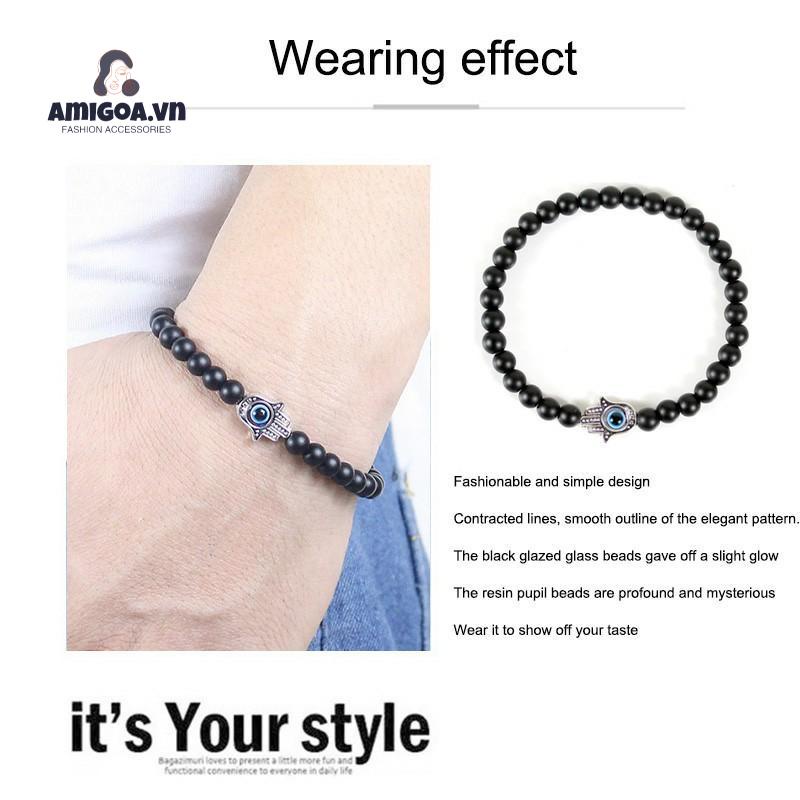 ✨✨Vòng Tay Chuỗi Hạt Đá Mắt Mèo Màu Xanh Thổ Nhĩ Kỳ Thời Trang Cho Nam Và Nữ