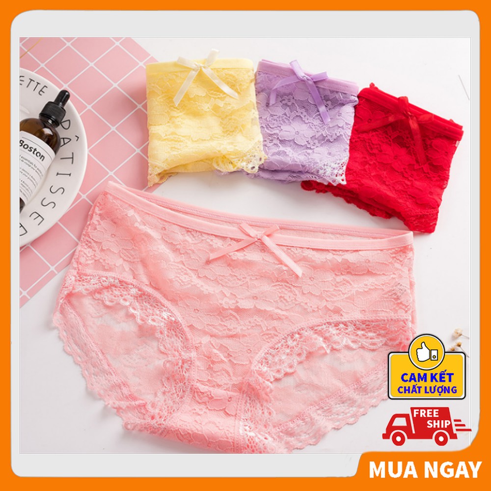 Combo 2 Quần lót nữ nơ ren sexy gợi cảm cao cấp FreeShip50K Quần chip ren nữ nơ mềm mại xuyên thấu gợi cảm BIBINO