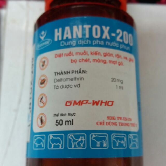 HANTOX--Dung dịch pha nước phun xịt -- chai 50ml mầu xanh