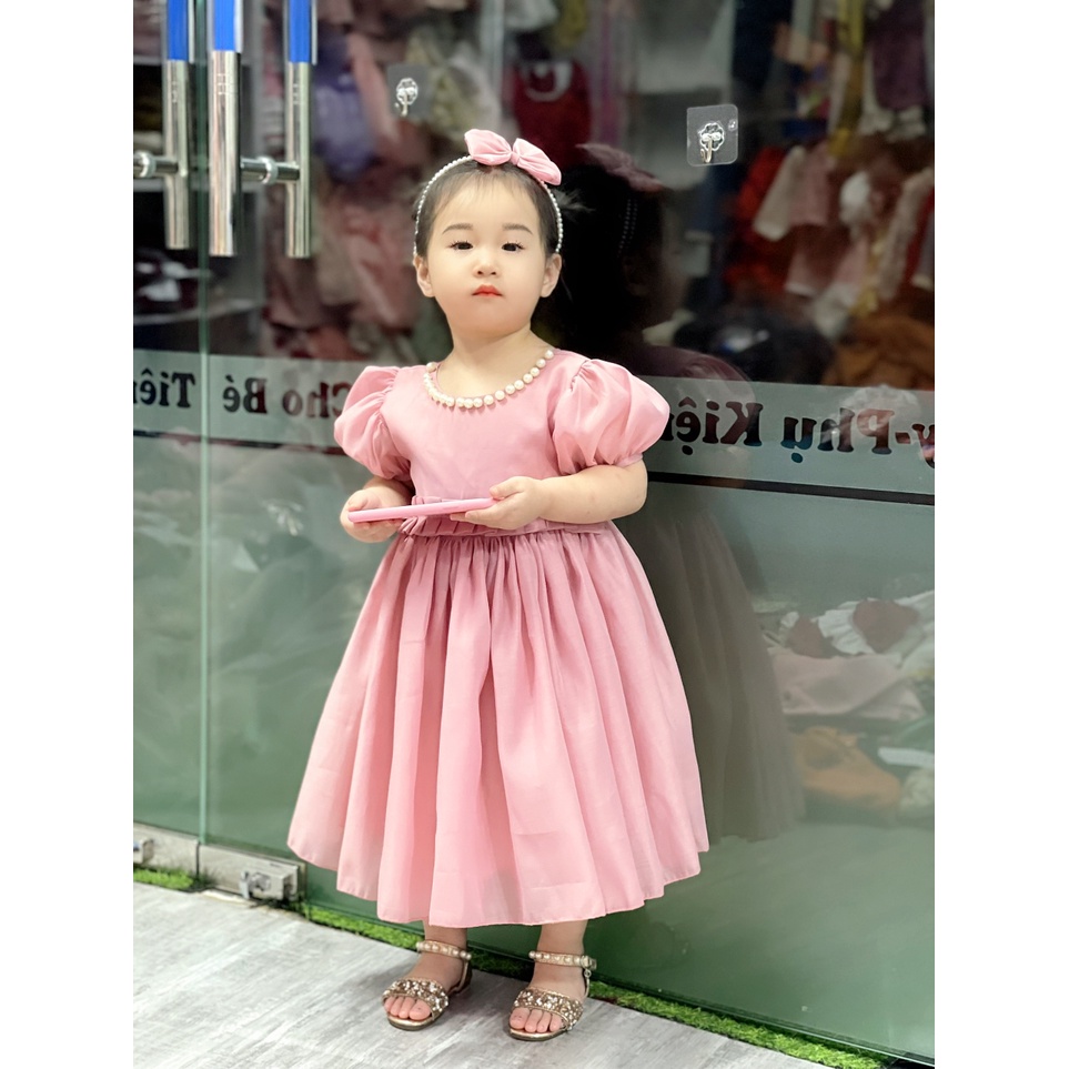 Đầm công chúa cho bé gái kèm bờm tóc chất liệu cao cấp ⚡𝗙𝗥𝗘𝗘𝗦𝗛𝗜𝗣⚡ Váy trẻ em màu hồng kiểu dáng bồng bềnh siêu xinh
