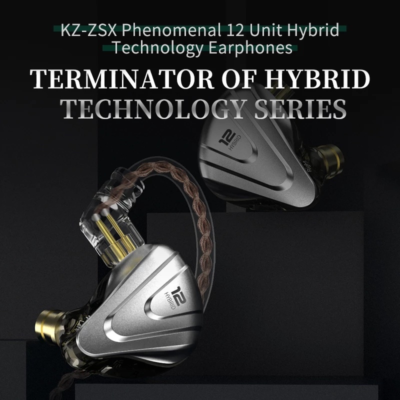 Tai Nghe Nhét Tai KZ ZSX 5BA + 1DD Hybrid 12 drivers HIFI Chống Ồn