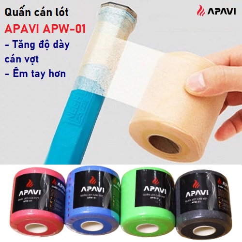 Quấn cán lót APAVI, cuốn cốt cán vợt cầu lông, Mỏng mềm mại, gia tăng độ Êm, thoáng khí, tăng độ bền cán vợt