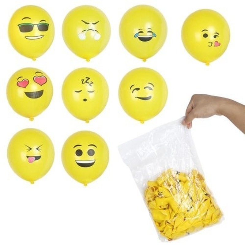 Set 10 Bóng Bay Cao Su Hình Biểu Tượng Cảm Xúc 12 Inch