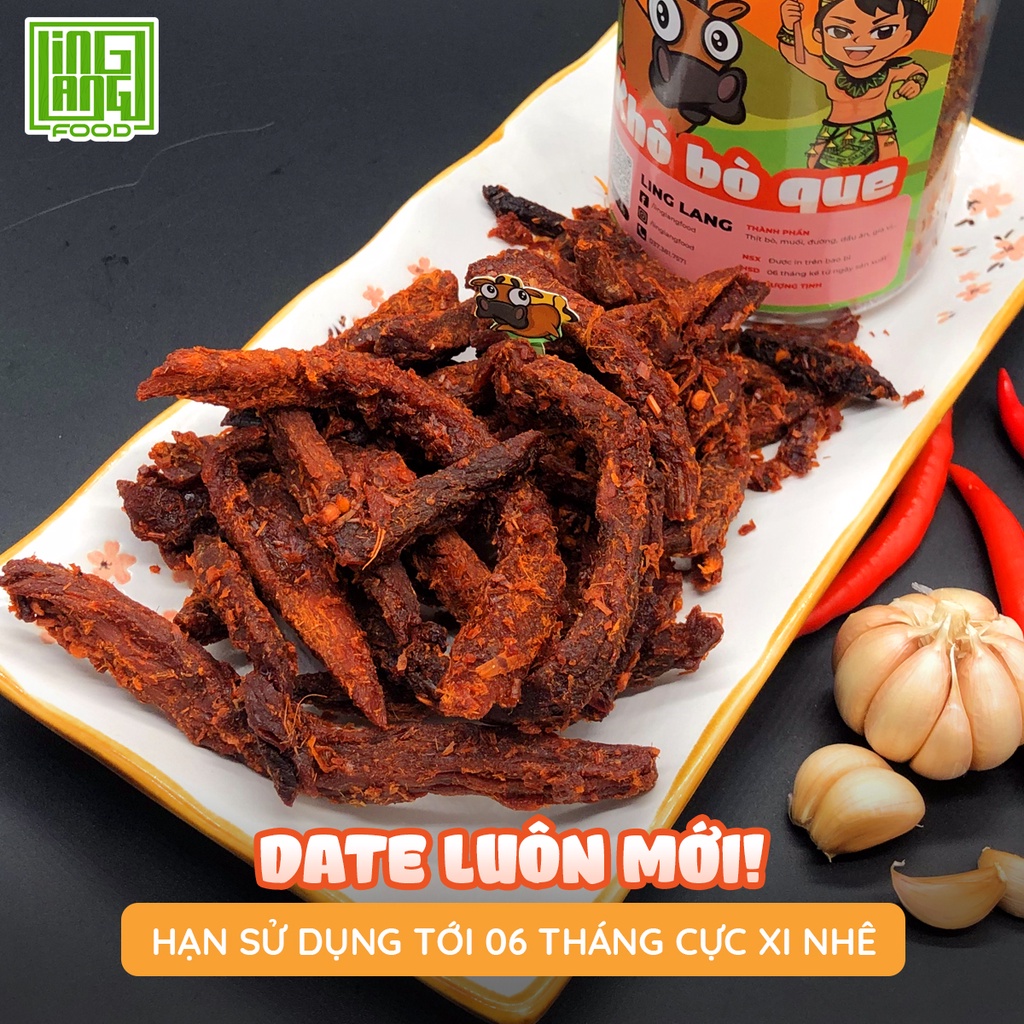 Khô bò que , thịt bò khô siêu ngon Ling Lang Food, bò khô que cay hũ 200g | BigBuy360 - bigbuy360.vn