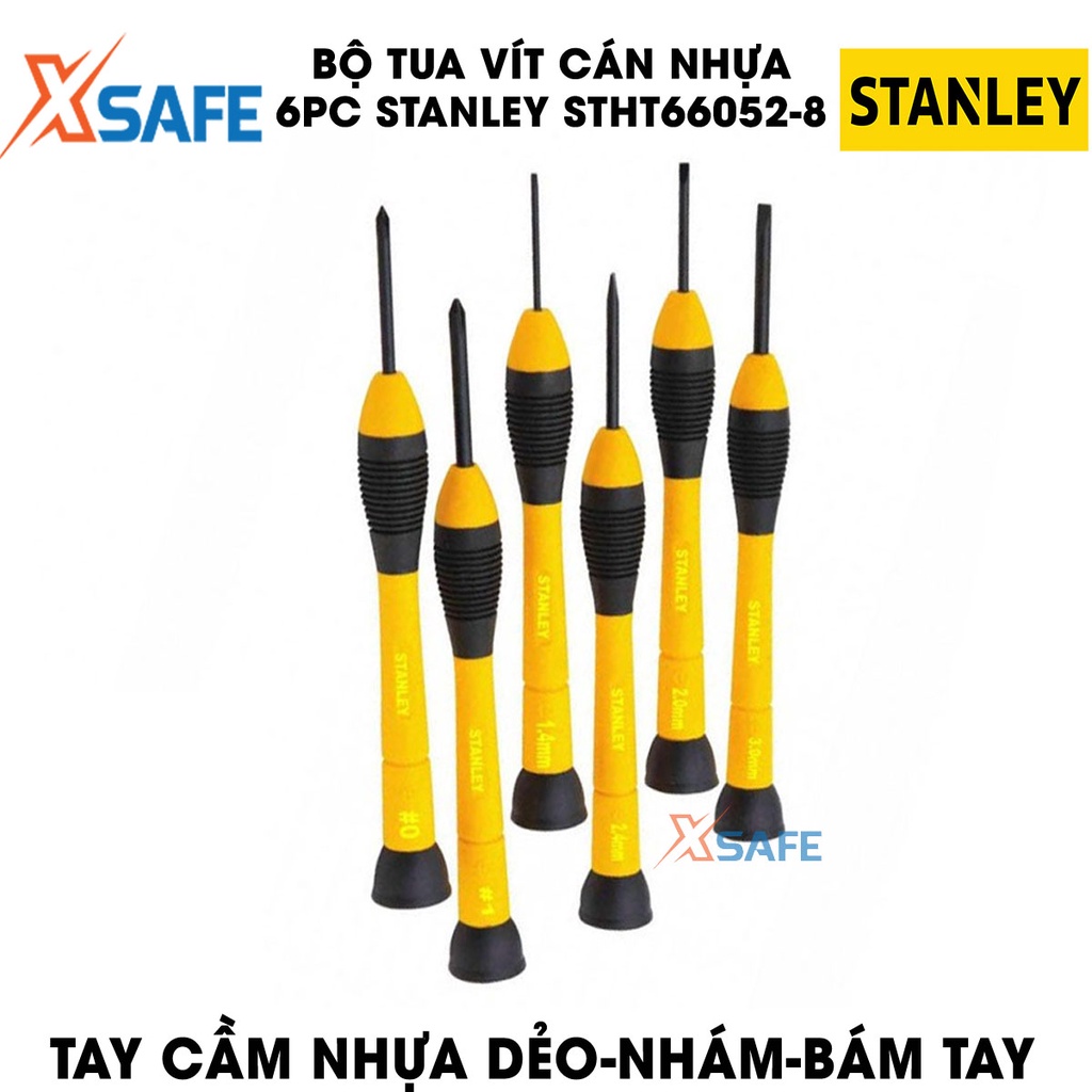 Tua vít bộ cán nhựa STANLEY STHT66052-8 6 chi tiết Tuốc nơ vít cán nhựa Stanley mũi vít thép cứng cáp có từ tính