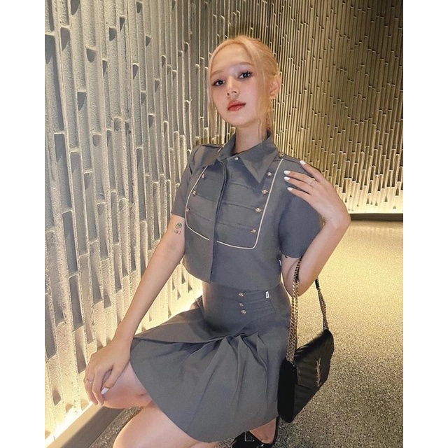 Set đồng phục xám ghi hot girl Xoài Non