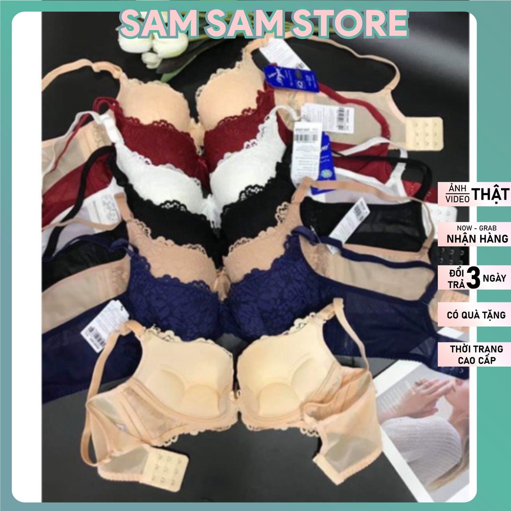 Áo Ngực Ren Nữ SAM SAM Có Gọng đệm mút mỏng Hàng Việt Nam thiết kế 3 móc gom ngực ko bị ngất mỡ