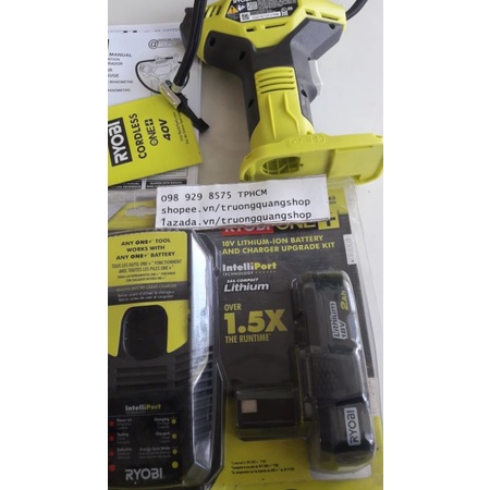 Bộ máy bơm hơi Ryobi nhập Mỹ, chính hãng, máy và pin sạc