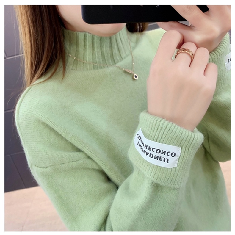 Áo len SUXI dài tay cổ cao dáng rộng thiết kế mới thời trang mùa thu dành cho nữ
