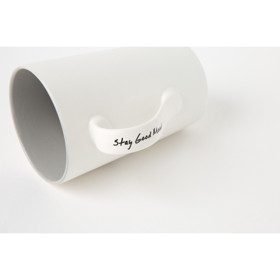 Cốc Mug Sứ Trắng ARTBOX Hàn Quốc Mặt Trong Màu Xám Có Nắp Kèm Muỗng 440ml