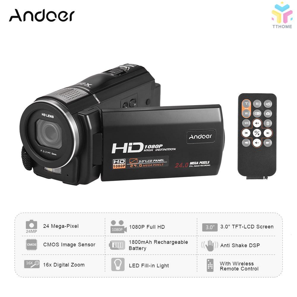 Máy Quay Phim Kĩ Thuật Số Andoer Hdv-F5 1080p Full Hd 24mp 16x Zoom 3.0 Inch Lcd | BigBuy360 - bigbuy360.vn