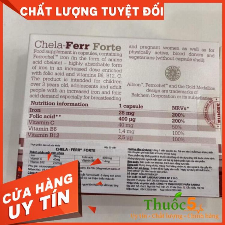 [GIÁ GỐC] Chela Ferr Forte bổ sung sắt hữu cơ cho mẹ bầu - hộp 30 viên