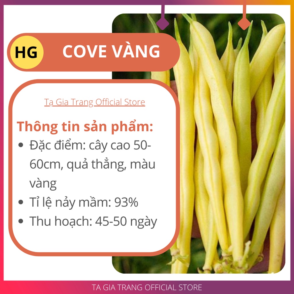 DEAL 1K - Gói 5 hạt giống đậu cove vàng (đậu cô bơ) - Tập làm vườn cùng Tạ Gia Trang