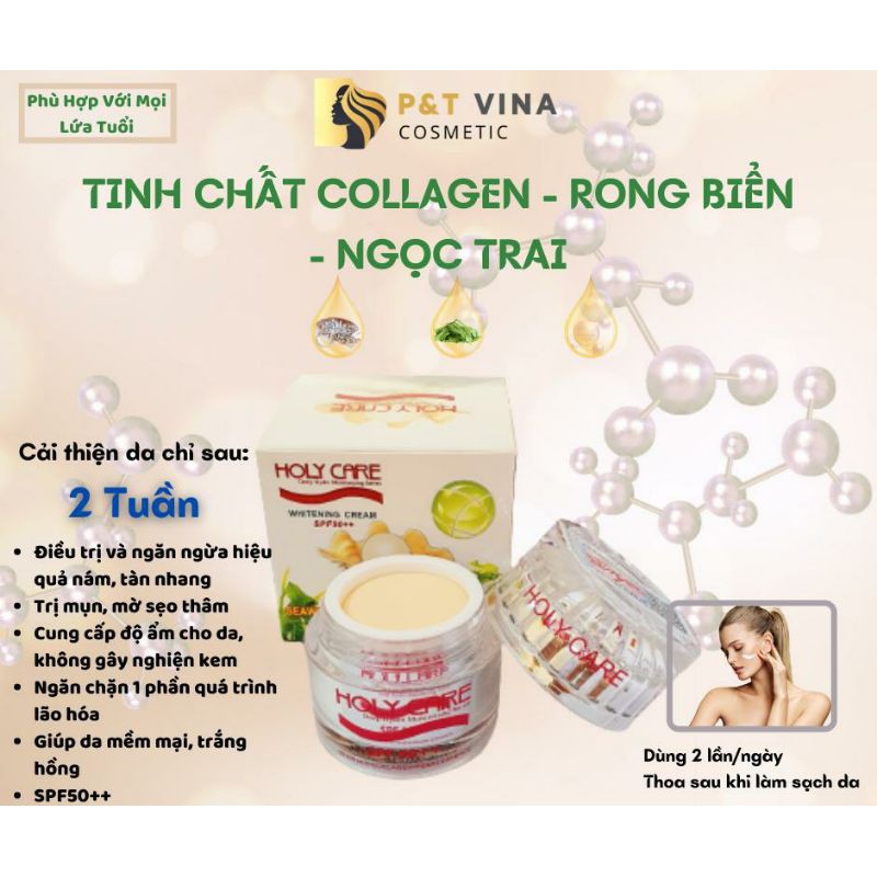 [Chính Hãng] Kem Holy Care Dưỡng Trắng Da Chống Nhăn Tinh Chất Ngọc Trai Collagen 15G