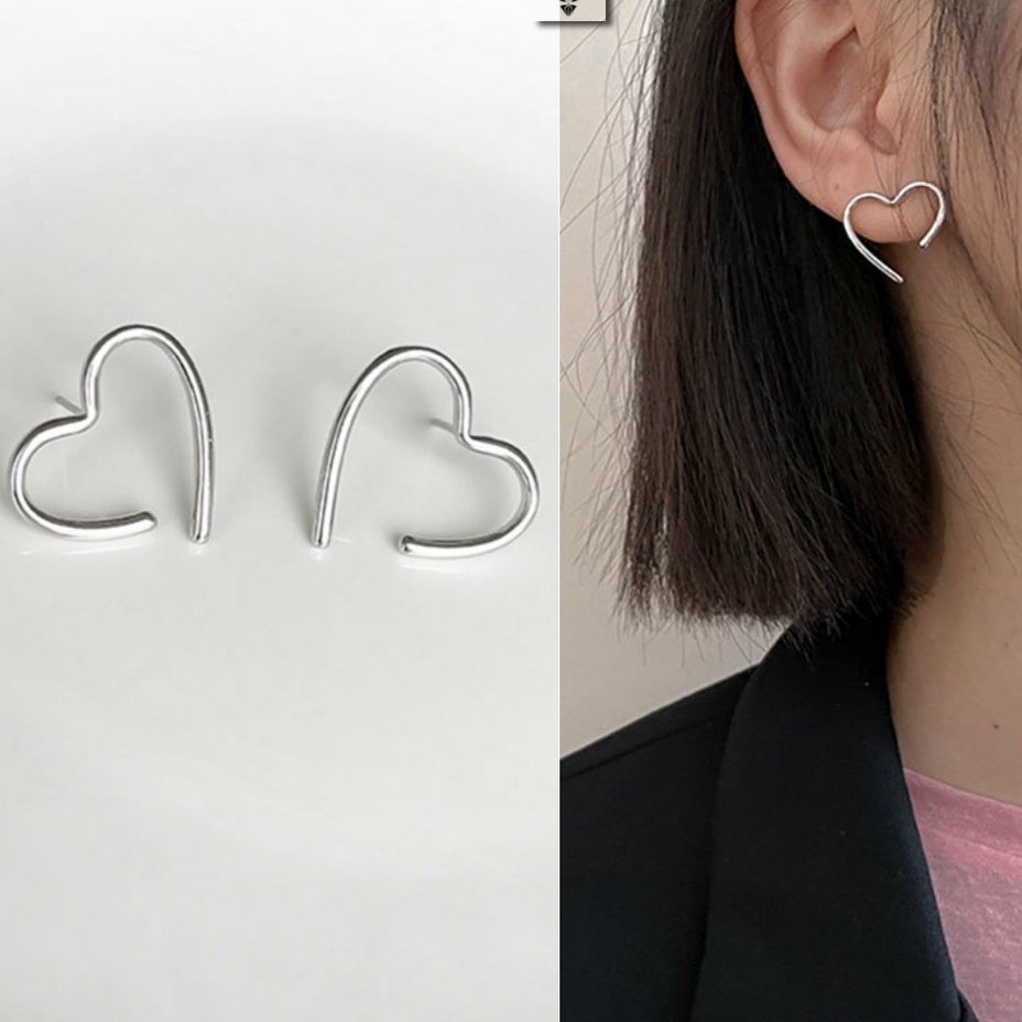 Bông tai Bạc ý 925 trái tim hoa tai nữ thời trang tình yêu