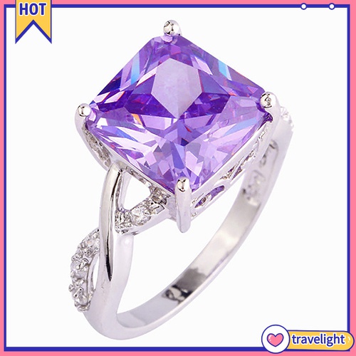 Nhẫn Đính Đá Vuông K1 Thời Trang Cho Nữ