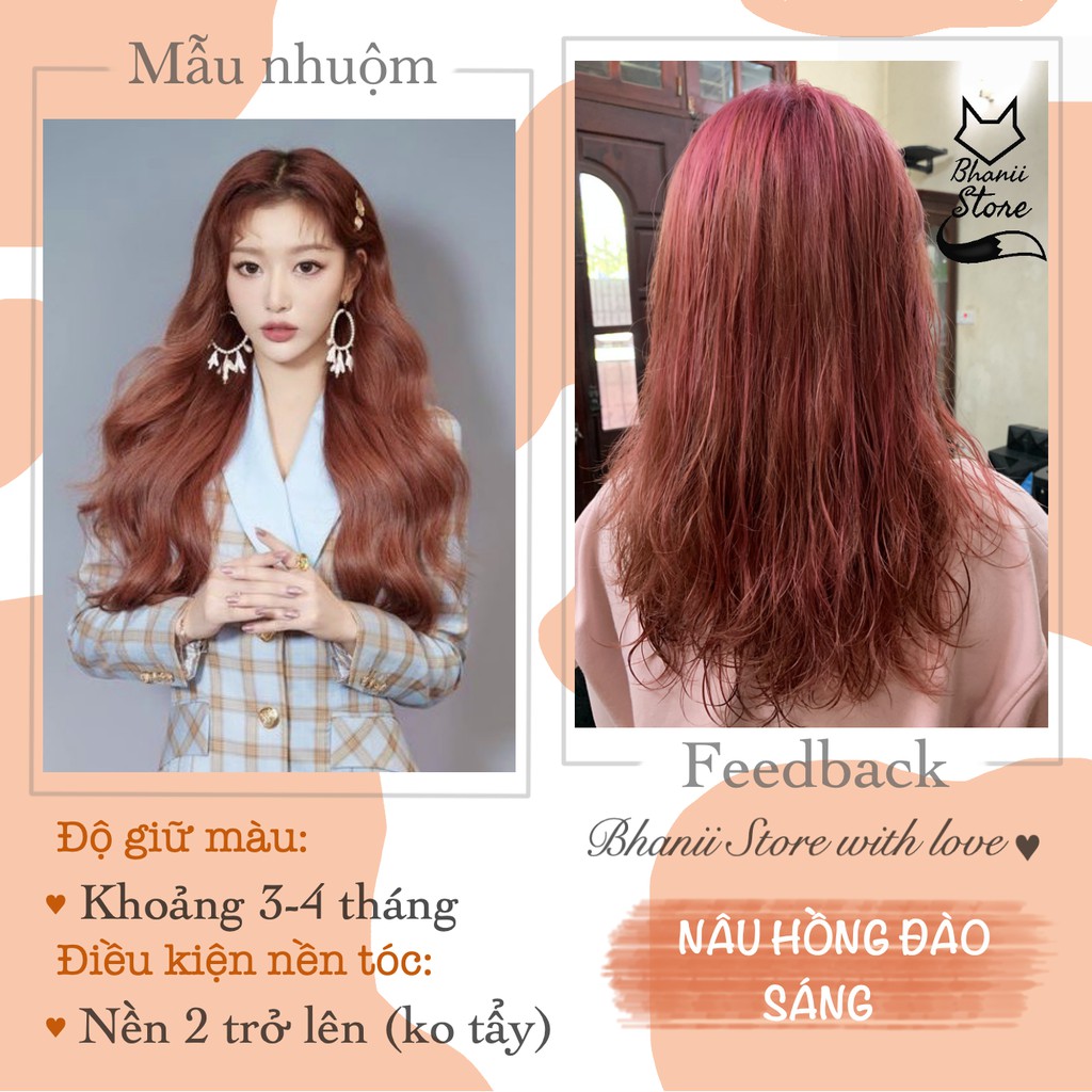 Thuốc nhuộm tóc Nâu Hồng Đào KHÔNG TẨY bhanii store | BigBuy360 - bigbuy360.vn