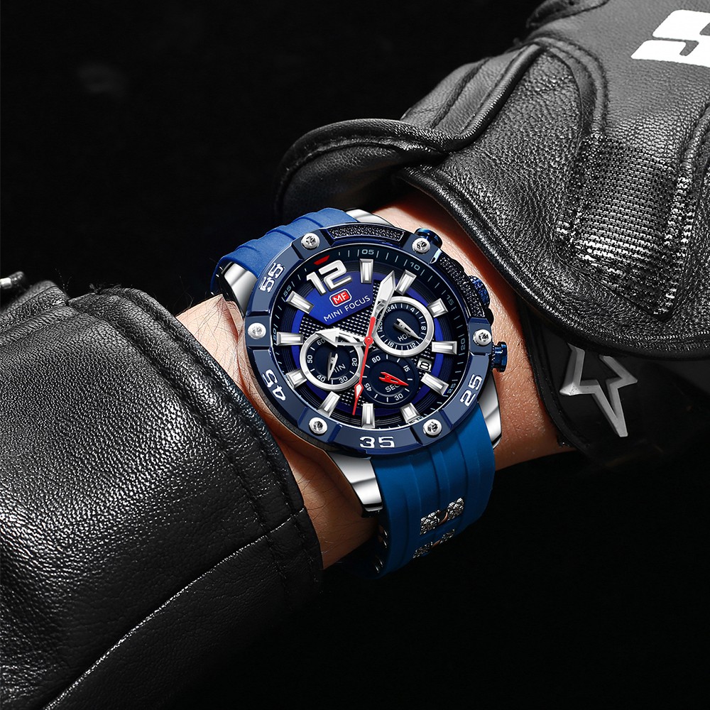 MINI FOCUS Đồng Hồ Analog Máy Quartz Dây Silicone Chống Thấm Nước Kiểu Dáng Thể Thao Cho Nam