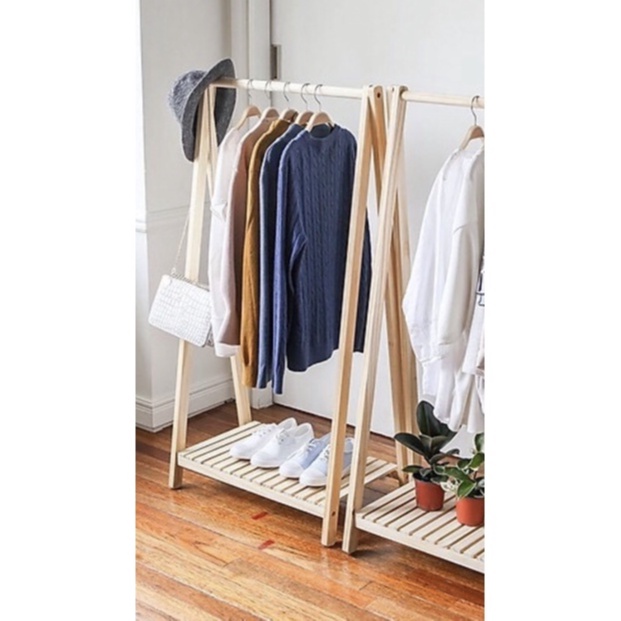 Giá Treo Quần Áo ✨FREESHIP✨ Kệ Để Đồ Chữ A 1 Tầng (Kích thước: 90 x 40 x 150 cm) Gỗ Thông Tự Nhiên