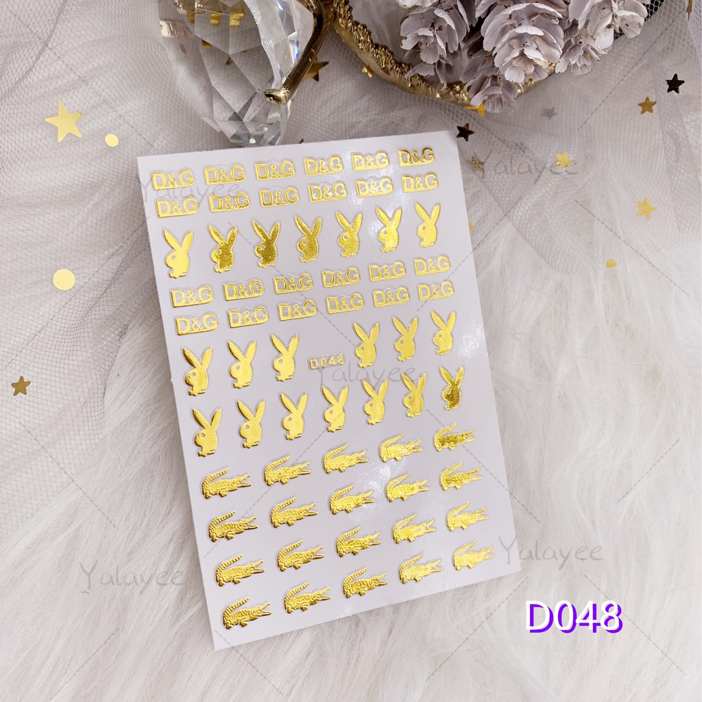 Nhãn dán 3D họa tiết logo thương hiệu D&amp;G Playboy Crocodile D048