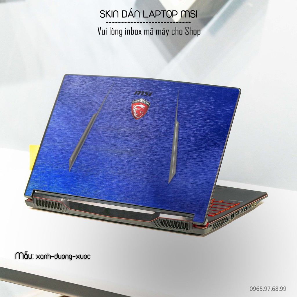 Skin dán Laptop MSI màu xanh dương xước (inbox mã máy cho Shop)