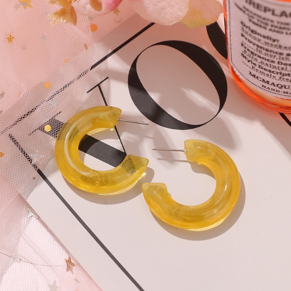 Khuyên Tai Nhựa Acrylic Kiểu Chữ C Màu Sắc Ngọt Ngào Phong Cách Hàn Quốc Cho Nữ