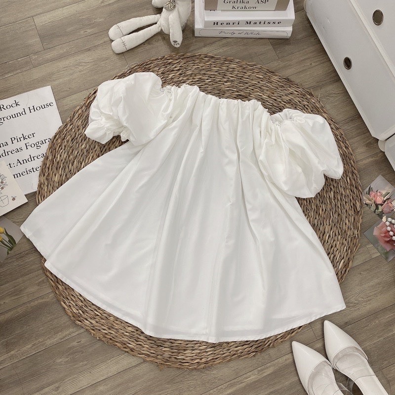 Áo Trễ Vai Chun Vai Bánh Bèo Tay Phồng Ulzzang Hàn Quốc