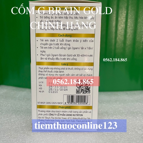 Cốm Trí Não G-brain Gold  Hỗ Trợ Phát Triển Trí Não Cho Bé Chính Hãng