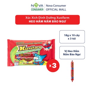 [Combo 3 túi] Xúc Xích Dinh Dưỡng Xuxifarm Heo Hầm Nấm Bào Ngư (18g x 10 cây x 3 túi)