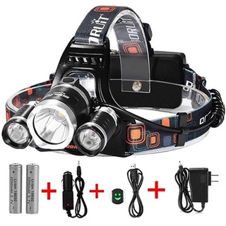 Đèn bin đội đầu đèn đeo đầu led siêu sáng đèn soi 3 bóng -tặng kèm 2 pin