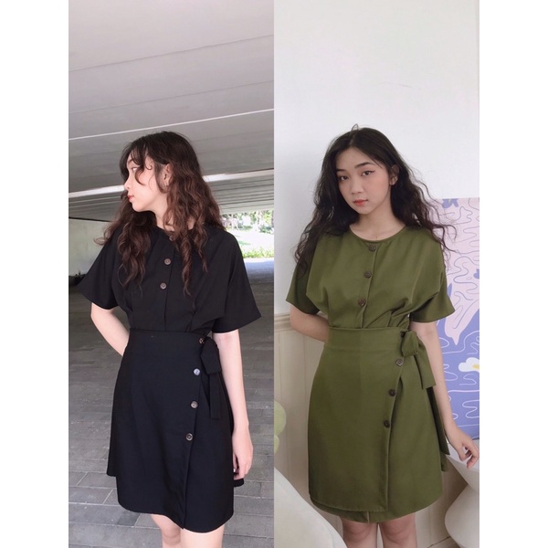 Đầm đắp chéo nút dừa