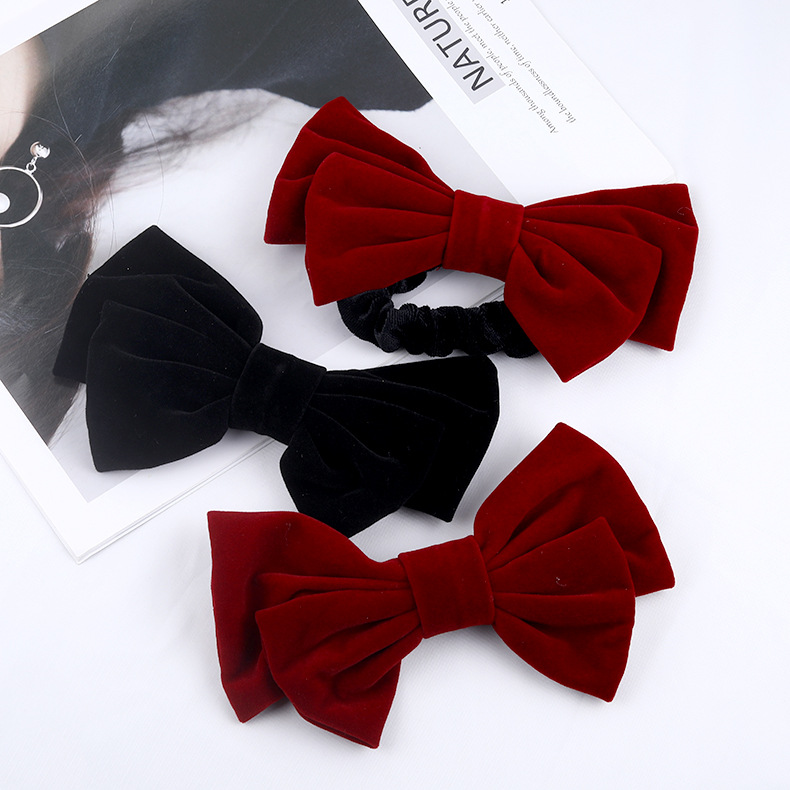 Kẹp tóc hình nơ lớn màu đỏ thời trang Hàn Quốc