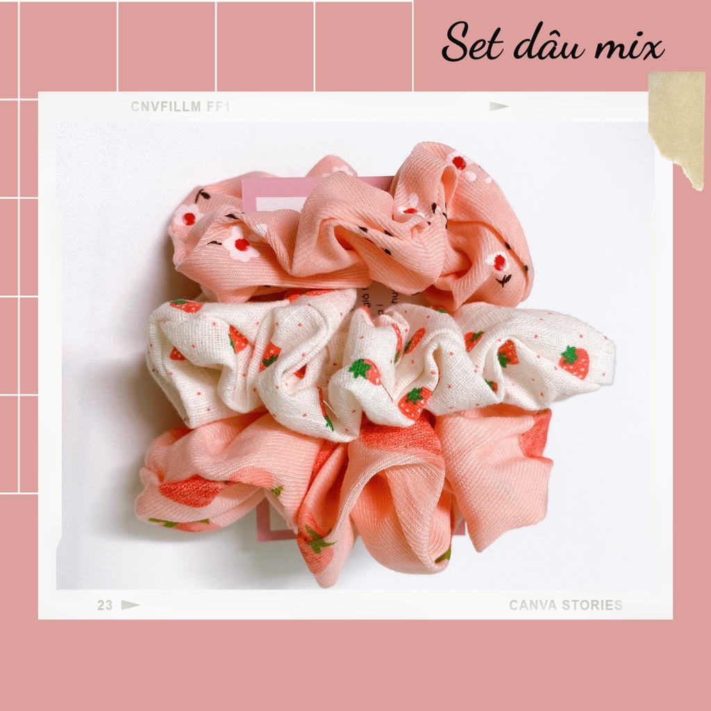 [Handmade] Set 3 cột tóc scrunchies dễ thương mix ngẫu nhiên dành cho bạn nữ