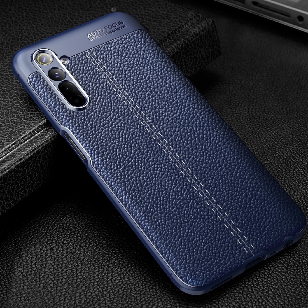 Ốp điện thoại silicon dẻo bề mặt giả da sang trọng Oppo Realme 6
