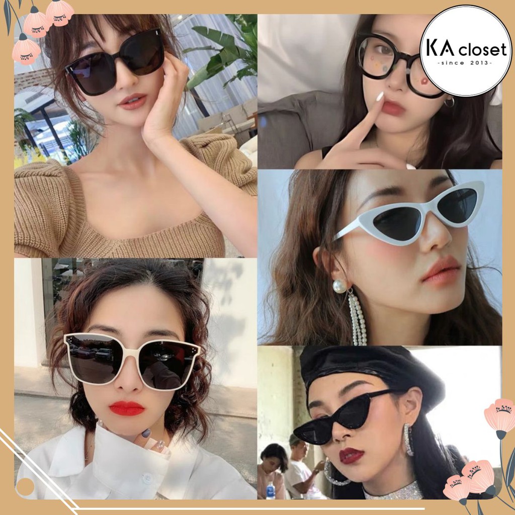 🆕 Kính mát KA Closet phong cách mắt mèo 2 màu Đen, Trắng thời trang kiểu Hàn Quốc