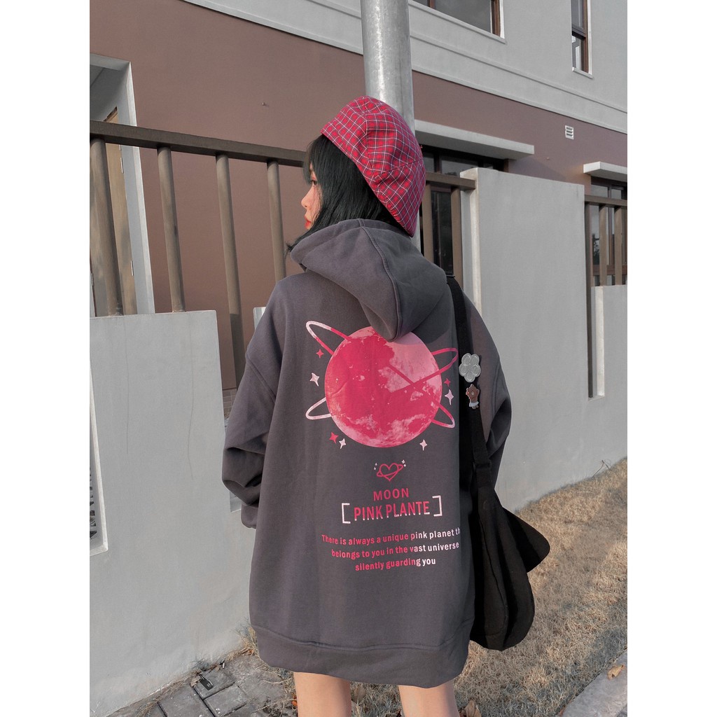 Áo Khoác Nỉ Bông MOPIE PLANTE Phối Dây Kéo Form Rộng Ulzzang (Ảnh Thật)