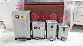 Thùng rác JAVA inox304 hàng cao cấp đạp vuông 9l ,12l,20l,30l