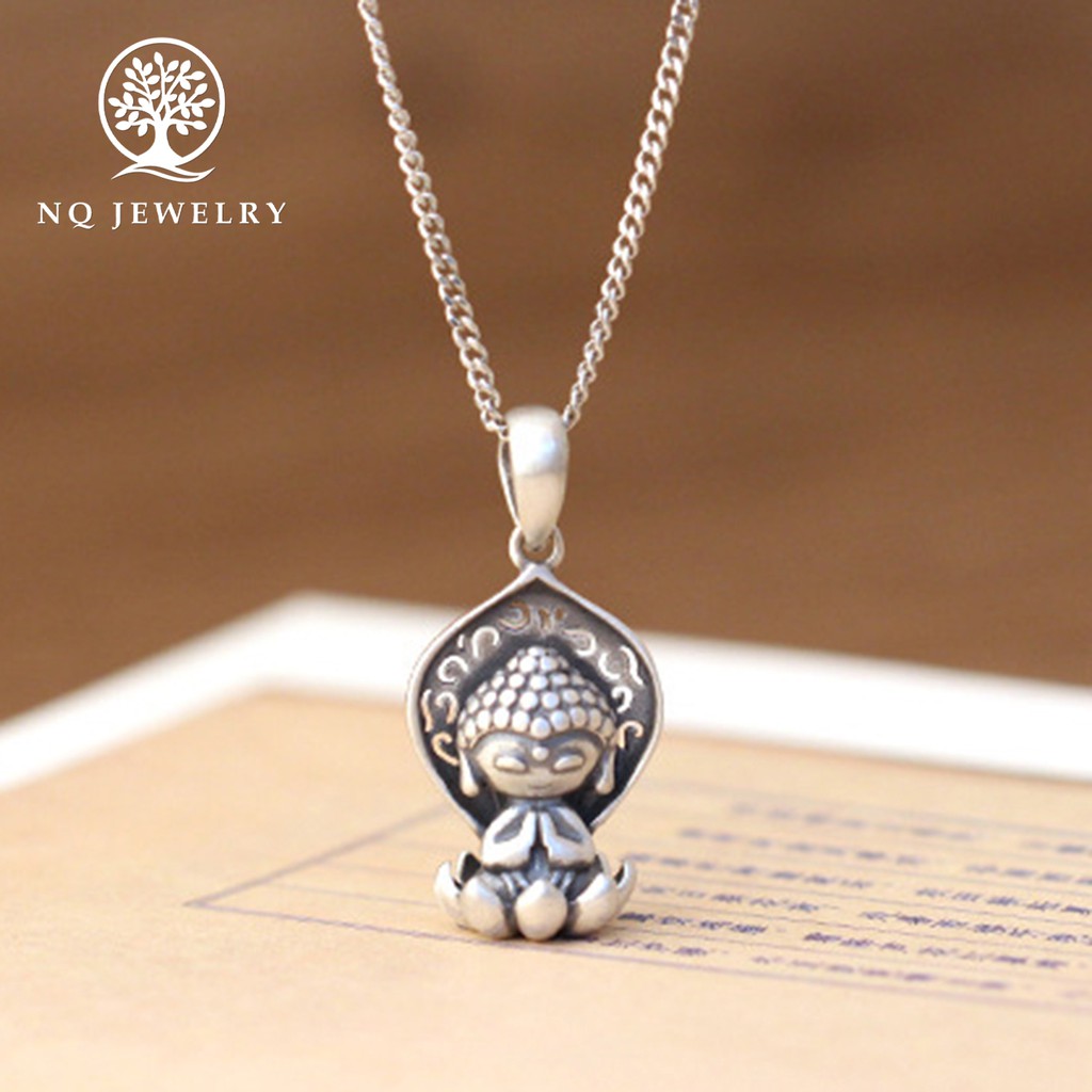 Charm bạc phật ngồi đài sen treo - Mặt dây chuyền bạc phật ngồi đài sen NQ Jewelry