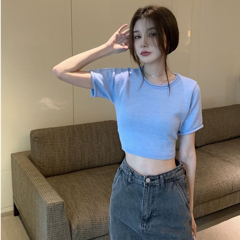 Áo Thun Tay Ngắn Thiết Kế Mới Thời Trang Mùa Hè 2022 Theo Phong Cách Hàn Quốc Cho Nữ