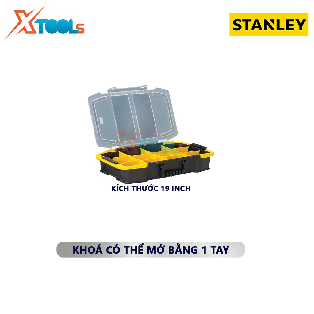 Hộp nhựa đựng dụng cụ Stanley STST14440, kích thước 19'', nắp có khoá chốt, các ngăn có thể tháo lắp tuỳ ý, có quai cầm
